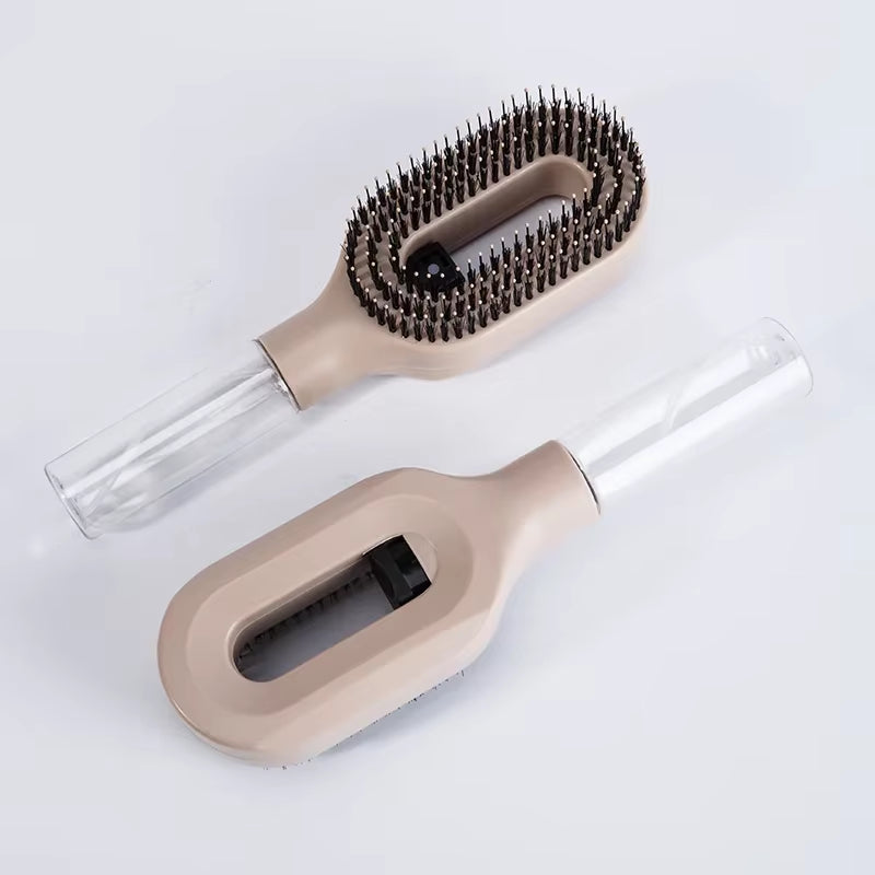 2-in-1 Hairbrush with Spray Bottle - Soft Scalp Massager & Nylon Bristles for Effortless Hair Styling