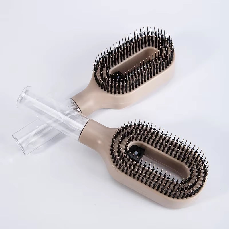 2-in-1 Hairbrush with Spray Bottle - Soft Scalp Massager & Nylon Bristles for Effortless Hair Styling